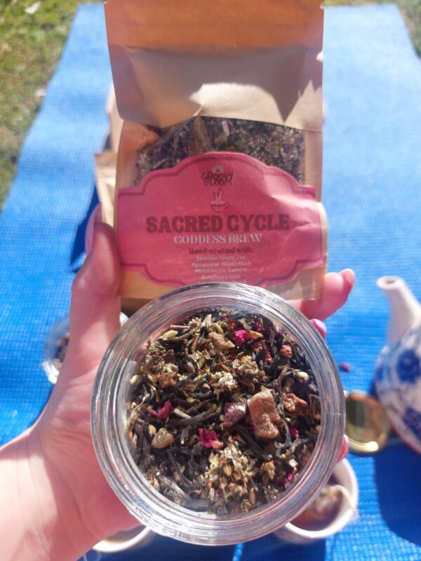 handcrafted herbal tea, curated with specialty herbs to focus on womb health and honour your sacred cycle
