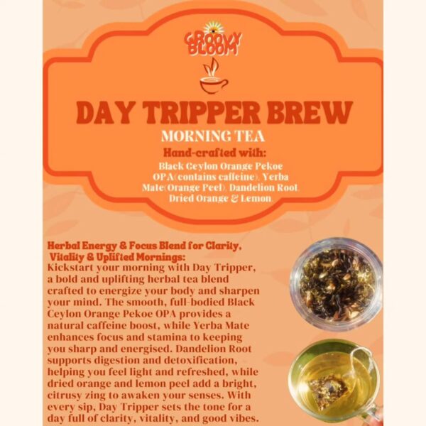 product description of Day Tripper herbal morning Tea Blend
